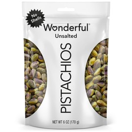 Wonderful Pistachios No Shells, Unsalted Nuts, 6 Ounce Resealable Bag, Protein Snacks, Gluten Free, Healthy Snack