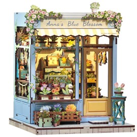 CUTEBEE Book Nook Kit - DIY Dollhouses Miniature House Build Yourself for Adults, 3D Puzzle Bookend Creative Set Bookshelf Decoration Kit Gift (Anna's Blue Blossom)