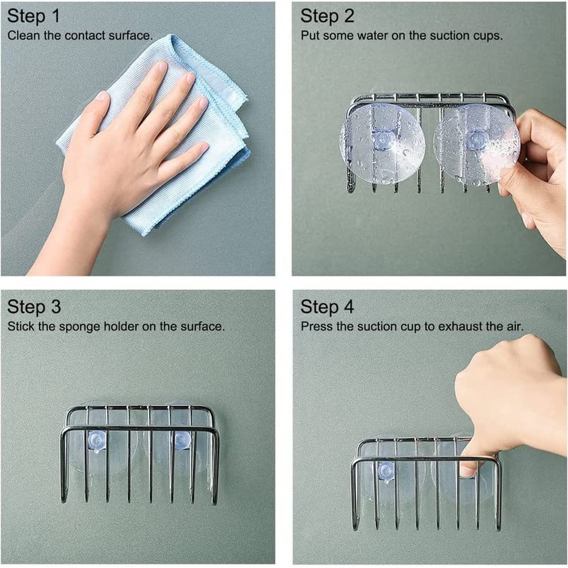 Toplife Sponge Holder for Kitchen Sink, Stainless Steel Suction Cup