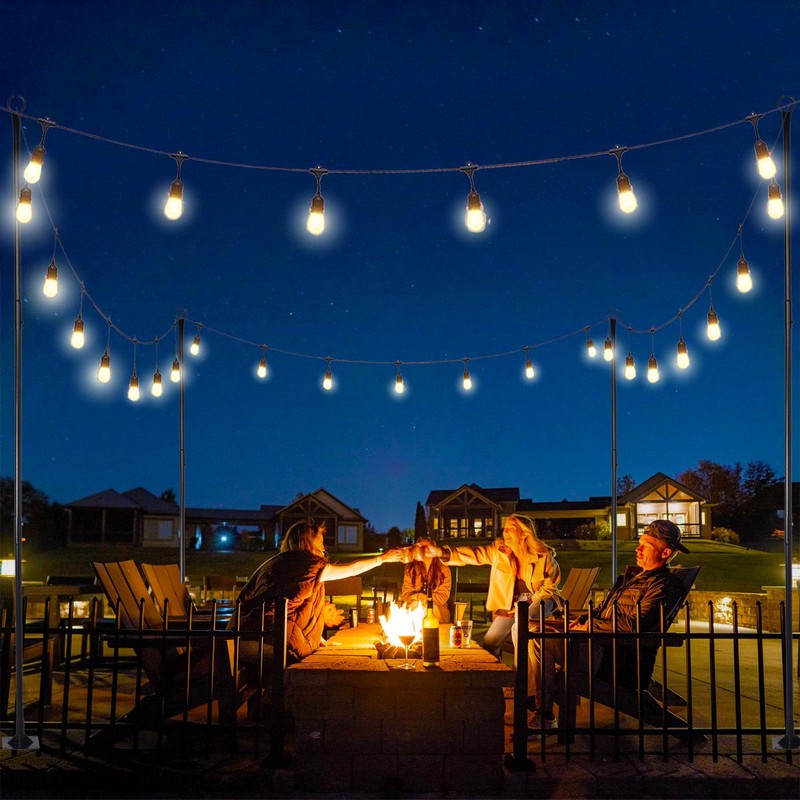 NIOSTA 2sets 9ft Outdoor String Light Poles, Heavy Duty Commercial