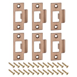uxcell T Door Strike Plate, 6Pcs 70mm x 40mm 201 Stainless Steel Latch Deadbolt Strike Plate for Door Frame Door Jamb, Rose Gold