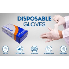 [100 Pack] Avern Clear Vinyl Disposable Gloves |Powder Free |Latex Free|- Small