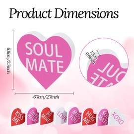 Valentine's Day Decorations, 8 Pcs Candy Heart Shaped Sign, Freestanding Table Decor for Tiered Trays, Romantic Home Décor for Valentine's Day and Weddings