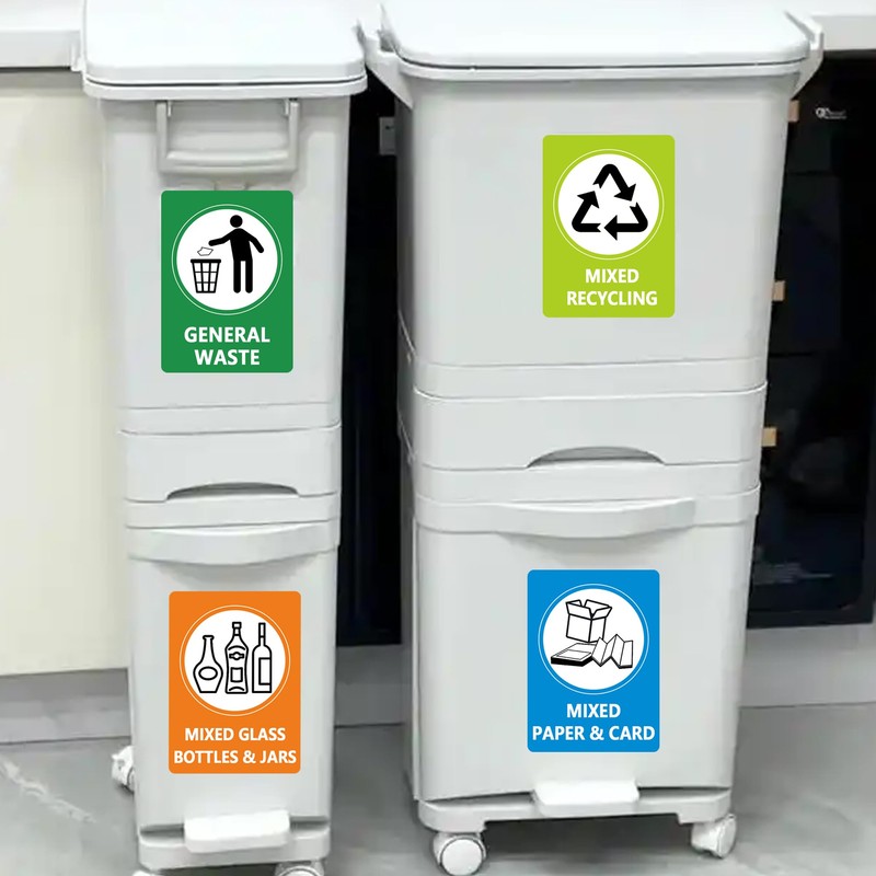 Recycle Sticker Signs for Trash Can,Self-Adhesive Waterproof and Fade Resistant