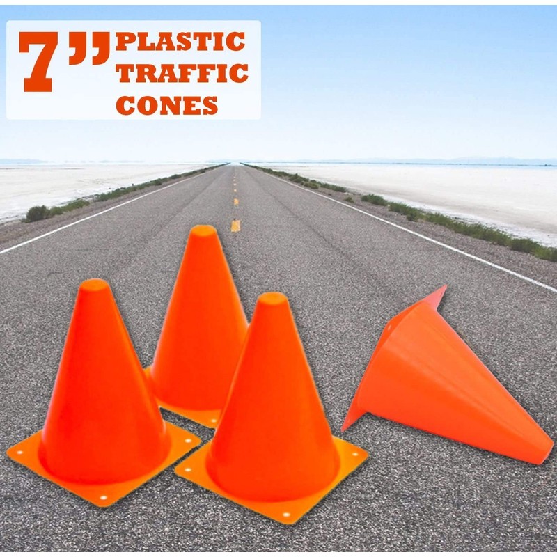 7-inch Traffic Cones Sports Practice for Basketball, Soccer Cones for