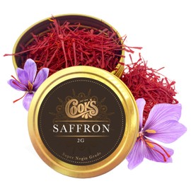 Cook’s, Premium Negin Grade Saffron Threads, Premium Dark Red Saffron Strands for Tea, Paella, Risotto, Biryani, Dessert, 2 Grams