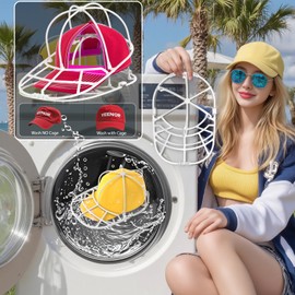 YEENOR Hat Washer Cage for Washing Machine - Baseball Cap Cleaner Holder, Ball Cap Washing, Dishwasher Safe, Perfect for Cleaning and Protecting Hats in Washer/Dishwasher (Black and White 2 Pack)