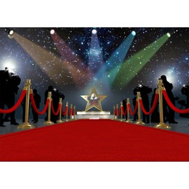 Fmarui Stage Backdrop 7x5ft Red Carpet Party Decorations Birthday Prom Background for Photoshoot Paparazzi Photo Props