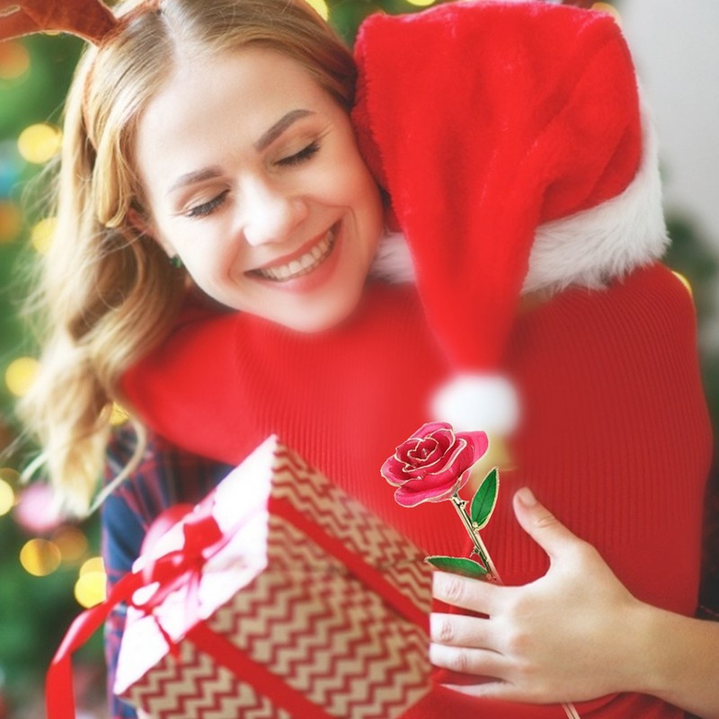 Long Stem Dipped 24k Gold Rose in Gift Box with