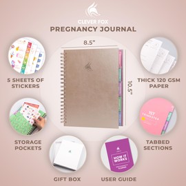 Clever Fox Pregnancy Journal & Memory Book - Pregnancy Planner & Notebook for Expecting Moms – Baby Keepsake, First Time Moms Gift (Pearl, 9" x 10.5")