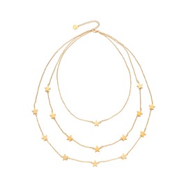 inSCINTILLE Women's Star Necklace Stainless Steel with Adjustable Clasp, Star Chain 1/2/3 Thread with Gift Box, Stainless Steel, No Gemstone
