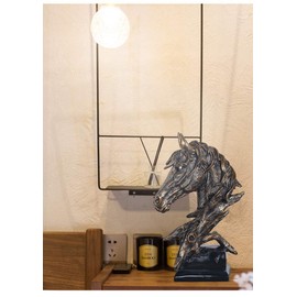 Hosoncovy Horse Head Figurine Statue Home Decoration Resin Sculpture Home Figurine Gift Ornament for Living Room Desktop Office Study Room Bedroom Coffee Shop Bar (Silver)