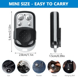 Pack of 4 Universal Garage Door Remote Control, 433 MHz Remote Control Cloning, Garage Door Remote Control Universal 4-Key Remote Switch for Switch Light, Car Garage Door Gate, Roller Shutter Switch