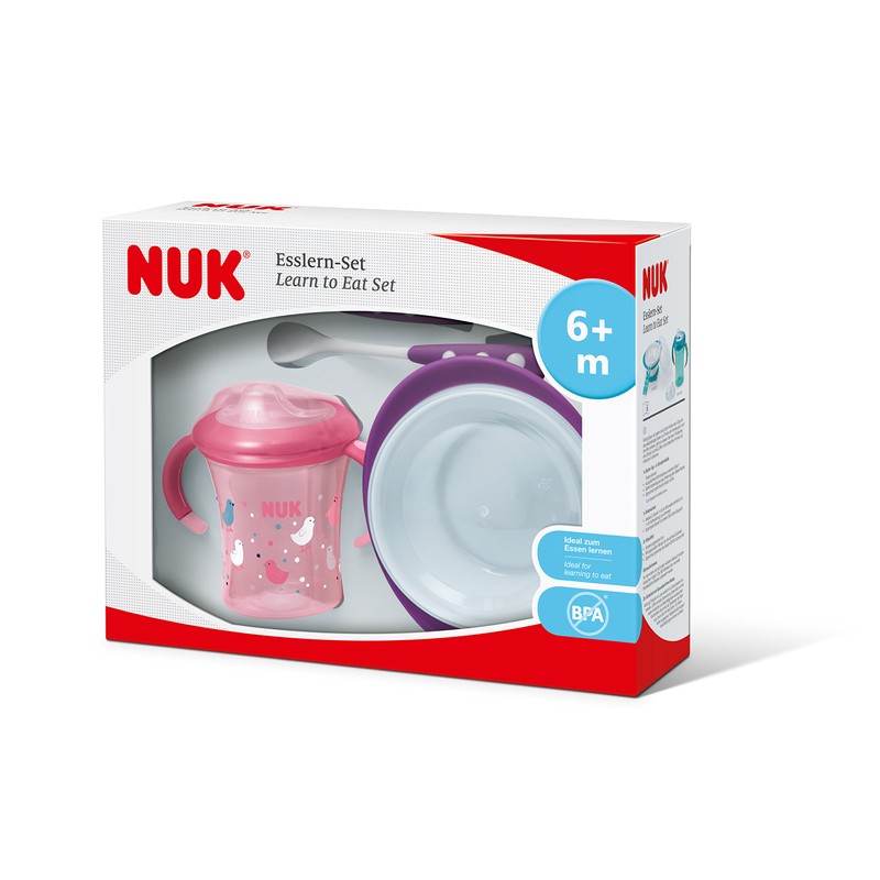 NUK Learn-to-Eat set in gift box with cup, learning bowl