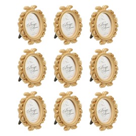 PATIKIL 9Pcs Mini Picture Frames, 2.4x1.8 Oval Resin Small Vintage Picture Frames Baroque Decor for Home Wedding Jewelry Display Hotel Decor Wall Art, Gold