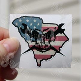 American South Carolina Ironworker Skull American Flag Vinyl Hard Hat Sticker