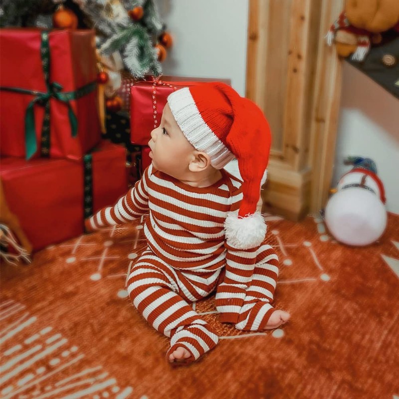 Santa Hats Family Matching Xmas Knit hat Parent-Child Pom Beanie
