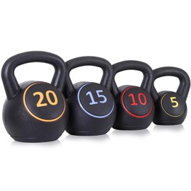 Venbytech for 4-Piece Kettlebell Set for Full Body Workout Exercise Fitness5lb 10lb 15lb 20lb