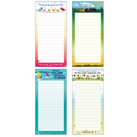 Christian fridge notepads, pack of 4, designed in England, with Bible verses. Religious magnetic note pad for fridge, by Just Cards Direct (FN6)