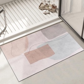 SPEDOL Bath Thin Mat for Bathroom: Tub Rug Fit for Under Door - Non Slip Rubber Backing - Quick Dry for Bathtub Shower 16x24 Inches (Pattern C)