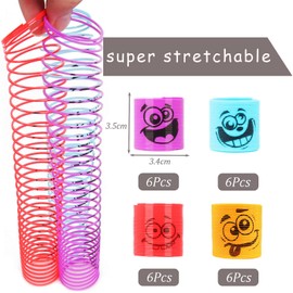 Mini Slinky Emoji Silly Faces Springs Toy for Party Bag Filler,24p Coil Mini Springs Bulk Toys,Fidget Funny Face Stretchy Toys,Classroom Prizes for Kids Boys Girls Pinata Party Favour Stocking Fillers