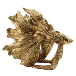 Guichifun Collectible Figurine Goldfish Statue Decor - Betta Sculpture Decoration Luckly Wealth Resin Fish Figurines Office Shelf Sculpture Home Decor Birthday Gifts for Father 14 X 6 X 13 inch