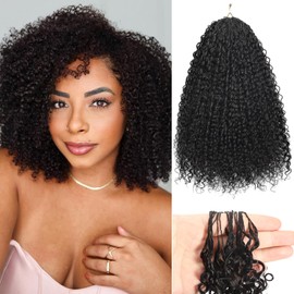 Beauty Youth Afro Kinky Curly Human Crochet Hair - Knotless Pre-Separated Feather-Light Crochet Human Hair Extensions For Braids - 70g/Pack (Kinky Curly Crochet Hair 70g, 18 Inch)
