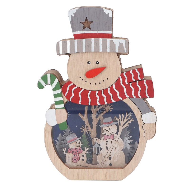 Luminous Christmas Ornament LED Light Emitting Wooden Christmas Decorations Ornaments