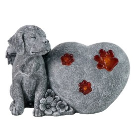Angel Puppy Love Resin Memorial Stone with Hand-painted Amber Claw Impressions-Pet Remembrance Outdoor Decorative PieceColor: As picture, Size: One Size