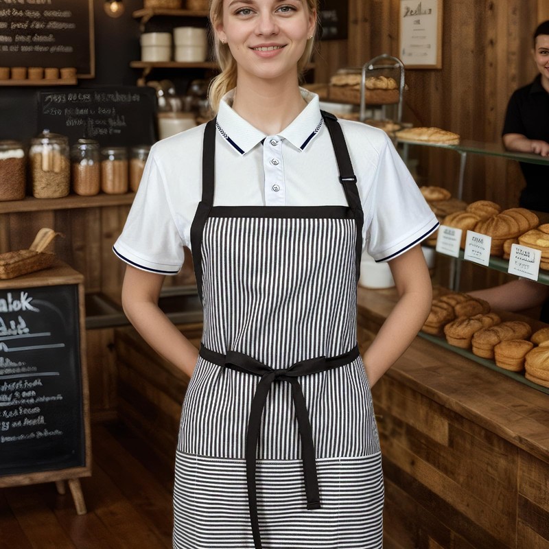 Eksict Kitchen Apron with 3 Pocket, Adjustable Server Apron, Chef