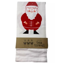 CTW Home Collection Santa Tea Towel Ho-ho-ho White Red Black