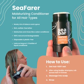 SeaBar Conditioner Bar - All Natural Hair Shampoo - Vegan, Sulfate-Free, Eco Friendly Zero Waste Reusable Packaging, SeaFarer