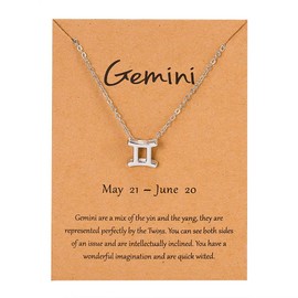 Silver Star Sign Pendant Chain Bracelet - Gemini (21st May - 21st June) - Zodiac Constellation Horoscope Celestial Astrology Jewellery - Women Men Gift