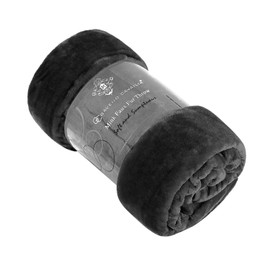 Lions Fleece Throw Blanket - 100% Polyester, Ultra Soft Faux Fur Extra Large Warm Cosy Plain Solid Large Blankets for Sofa Bed Settee Couch (Charcoal, 200x240cm)