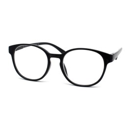 SA106 Round Thin Keyhole Horn Rim Plastic Reading Glasses Black +1.0
