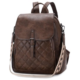 Chase Chic Womens Backpack,Vegan Leather Backpack Anti-Theft Rucksack for Ladies,Fashion Shoulder Handbag for Daily/Travel/Work,Coffee