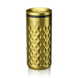 Viski Paragon Insulated Cocktail Tumbler, Insulated Highball Glasses Stainless Steel Highball Glasses with Ceramic Coating 16oz Gold Set of 1