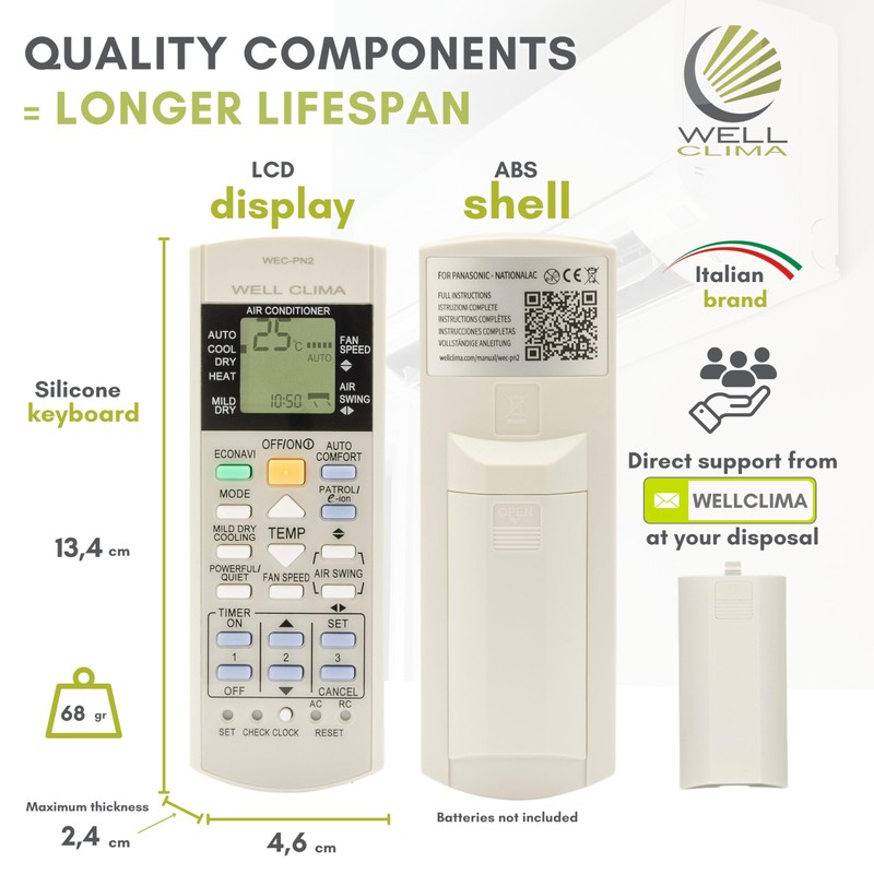 Wellclima Universal Remote Control specific for Panasonic National Air Conditioner,