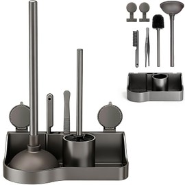 Juego de Escobilla de Inodoro,5 en 1 Escobillas de Baño Incluye Cepillo de Inodoro,Desatascador de Inodoro,Cepillo para Grietas,Pinza y Soporte