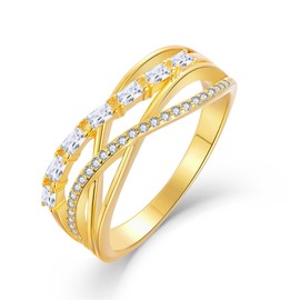 STARCHENIE Twisted Knot Ring 925 Sterling Silver 18k Gold Plated Infinity Crisscross Crossover Statement Rings Jewelry for Women Size 8