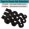 Body Wave Tape in Hair Extensions Human Hair Jet Black#1