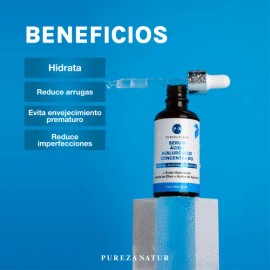 PUREZA NATUR Serum Acido Hialurónico facial Hidratante Aceite de aguacate y Olivo para la cara skin care Suero anti aging para ojeras y arrugas 50ml Serum AH concentrado