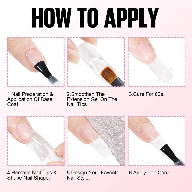 TOMICCA 2 Colours Extender Gel Clear & Light Pink Set,