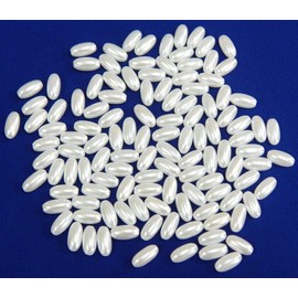 Cultured Pearls, Imitation Pearls, Wax Beads, Pack of 200, 10 x 6 mm, White Oval Faux Pearls for Wedding, Party, Decoration, Jewellery, Crafts