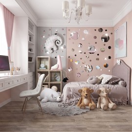 NAILDOKI Wandaufkleber, Acryl-Spiegelaufkleber-Set, 60 Stück, DIY Spiegel Wandsticker für Wohnzimmer Schlafzimmer Dekor (schwarz)