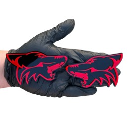 UsaStandard Coyote Badges Emblem Red on Black , 2 Badges, Fender Angry Aggressive Racing