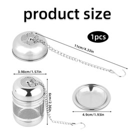 Tea Ball Tea Filter with Coaster and Chain, Fine Mesh Tea Filter, 304 Stainless Steel Tea Strainer for Cups for Most Cup Teapot Tea Filter Holder Spice for Reusable Tea Ball