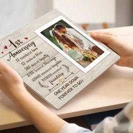 1st Anniversary Romantic Gifts for Him Her - One Year Paper Anniversary Picture Frame Gifts for 4x6 Photos - 1 Year Anniversary Valentines Gifts for Boyfriend Girlfriend Couple