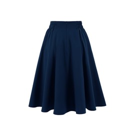 Bbonlinedress Skirt Women's Summer Knee-Length Skirts Plate Skirt Basic Solid Versatile Vintage Retro Skirt Casual High Waist Casual Skirt, navy, XL