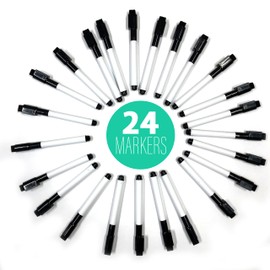 Flipside Products Dry Erase Black Markers W/Magnetic Eraser Cap, Whiteboard Markers, 24 Pack